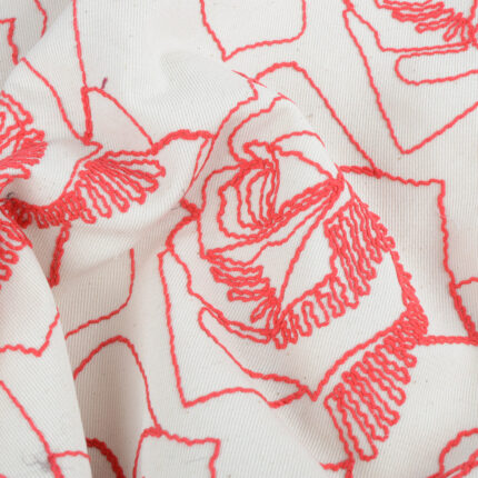 Tissu beige fleurs rouges // TPA75